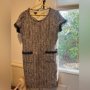 Talbots Tweed Bouclé Shift Dress in Black and White